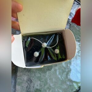 Avon | NIB silver plated necklace and earrings with rhinestones